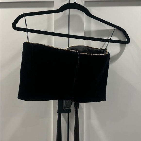 YSL Black Strapless Corset with Gold Trim - Picture 2 of 5